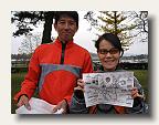 Takano-san and Miki look at the cycling route map of Kauizawa. IMG_5779